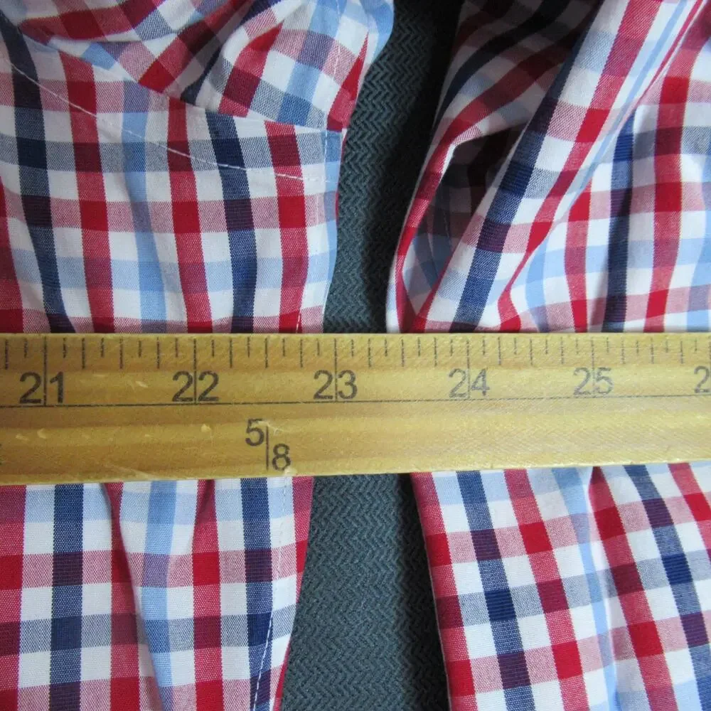 Banana Republic Shirt Mens XL Blue Red Plaid Check Button Up Long Sleeve Preppy